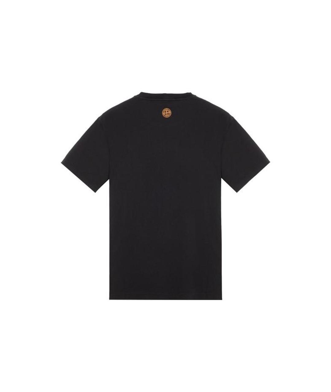 STONE ISLAND Черная хлопковая футболка, фото 2