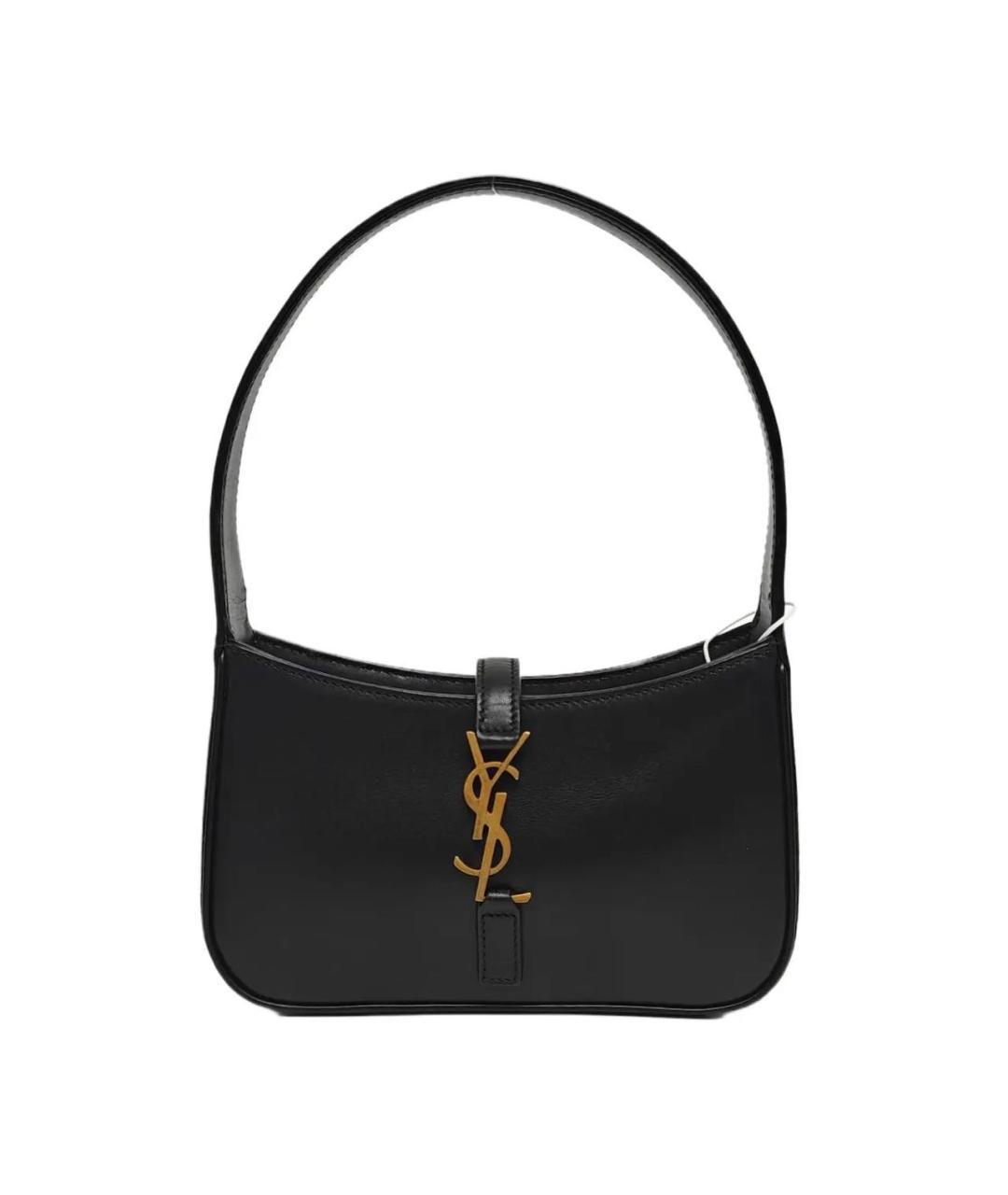 SAINT LAURENT Черная кожаная сумка с короткими ручками, фото 1