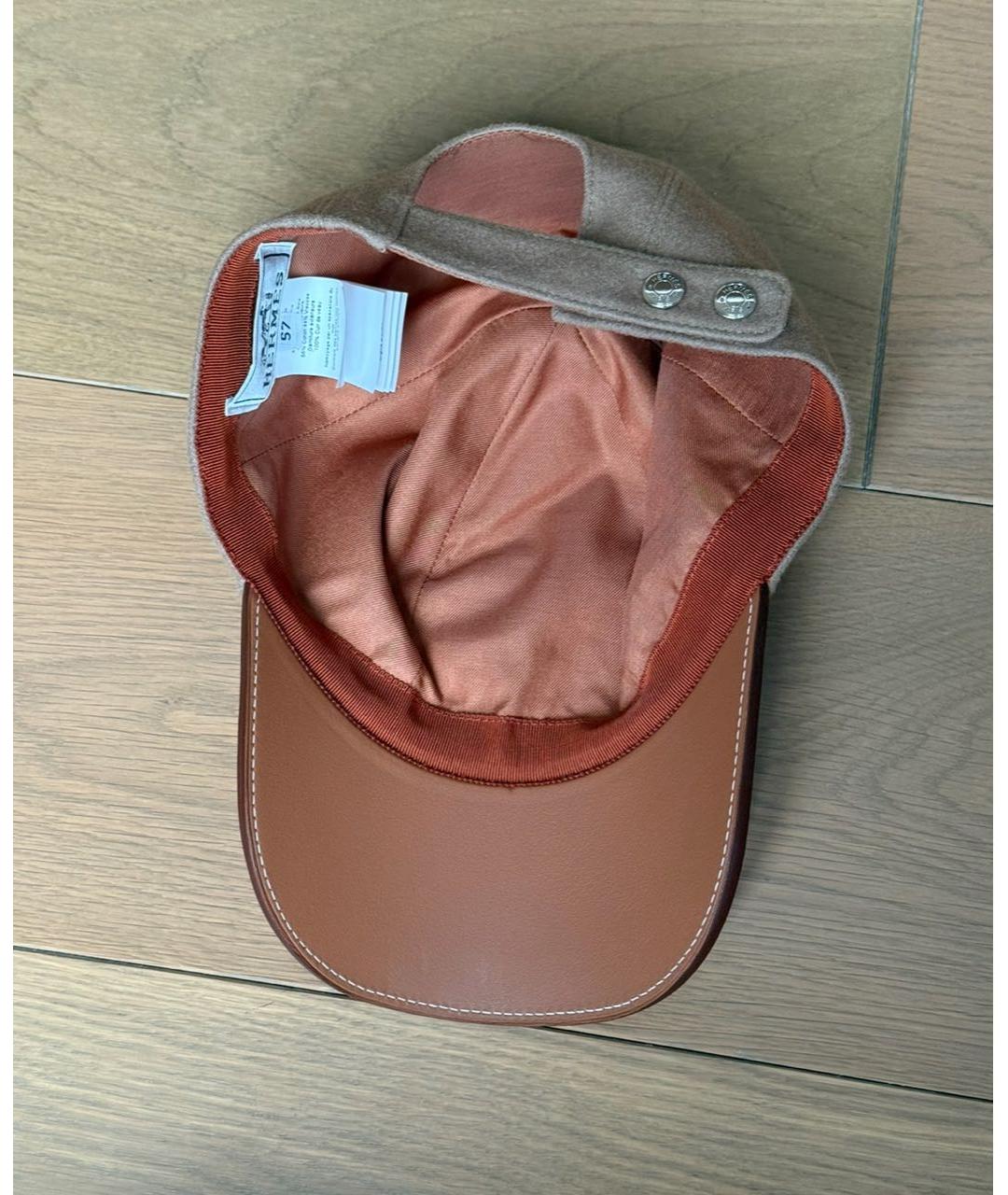 HERMES Коричневая кожаная кепка, фото 3