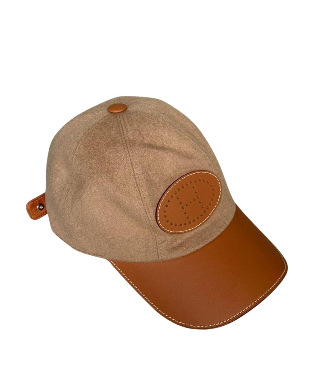 HERMES Коричневая кожаная кепка, фото 1