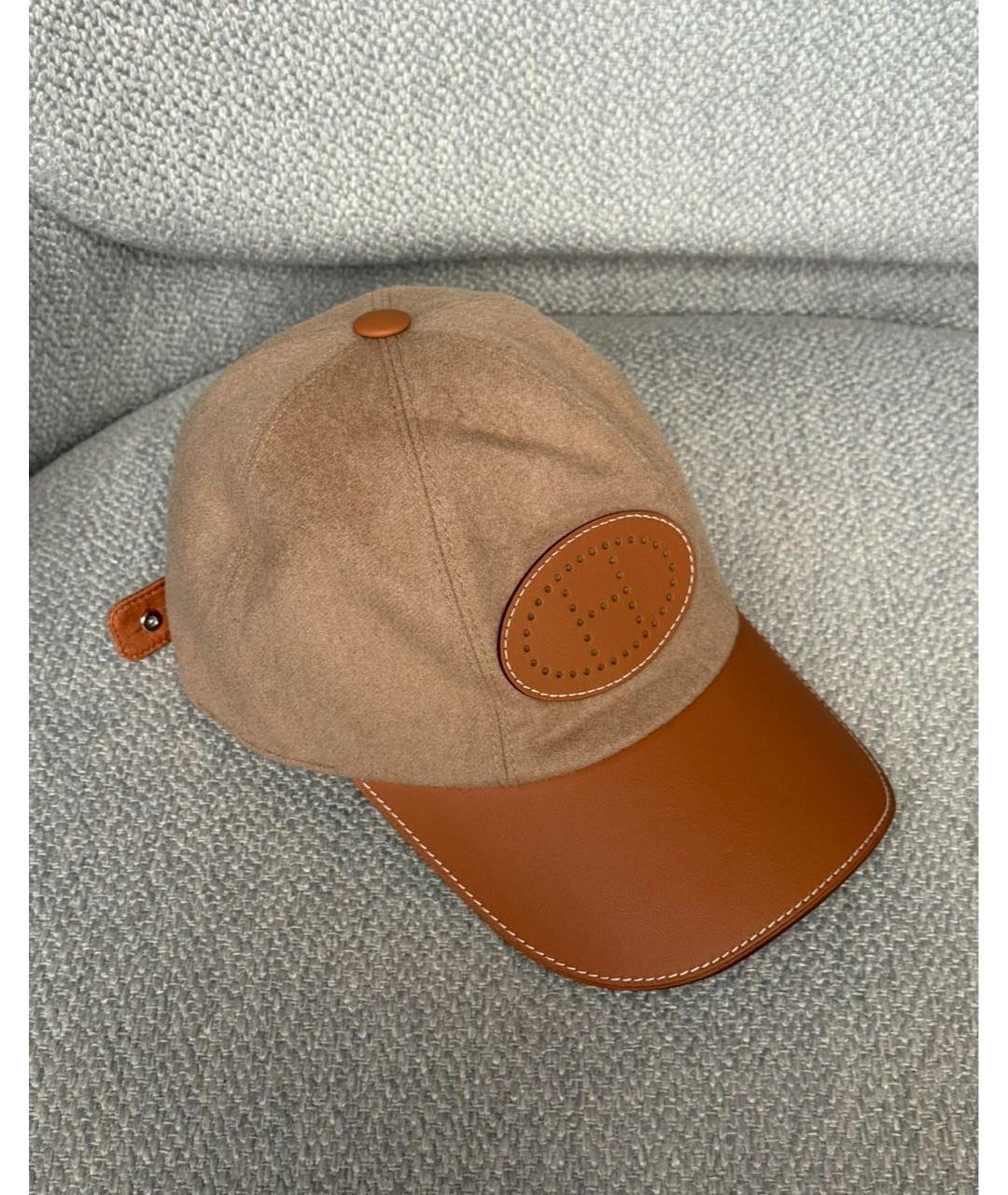 HERMES Коричневая кожаная кепка, фото 6