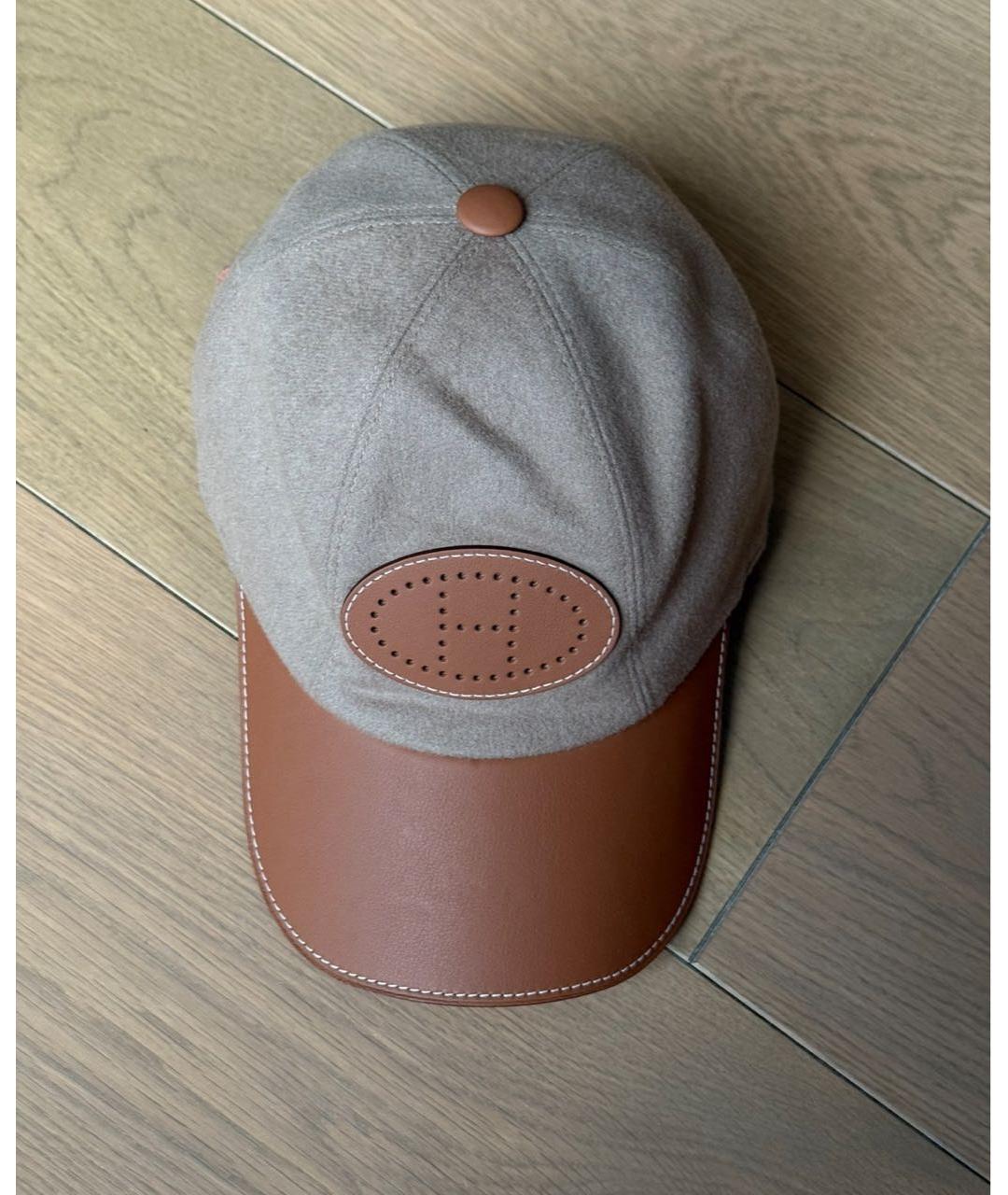 HERMES Коричневая кожаная кепка, фото 2