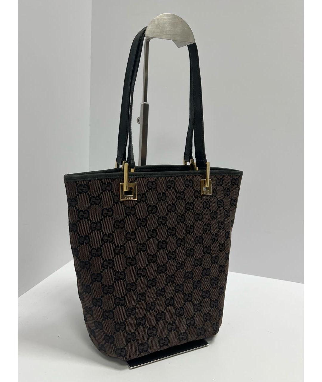 GUCCI Коричневая кожаная сумка с короткими ручками, фото 3