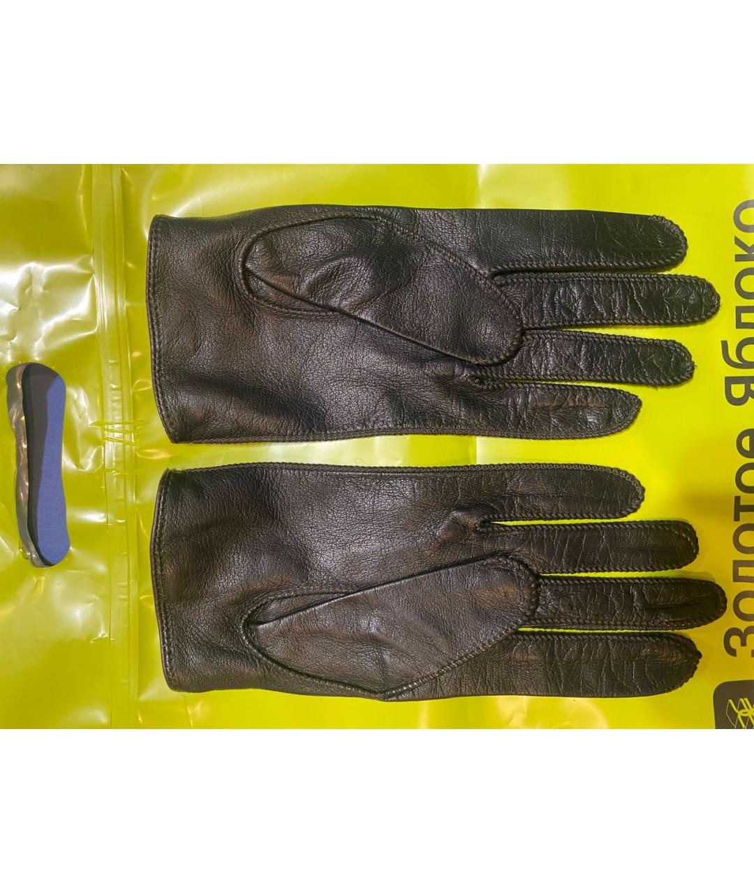 RALPH LAUREN Коричневые кожаные перчатки, фото 2