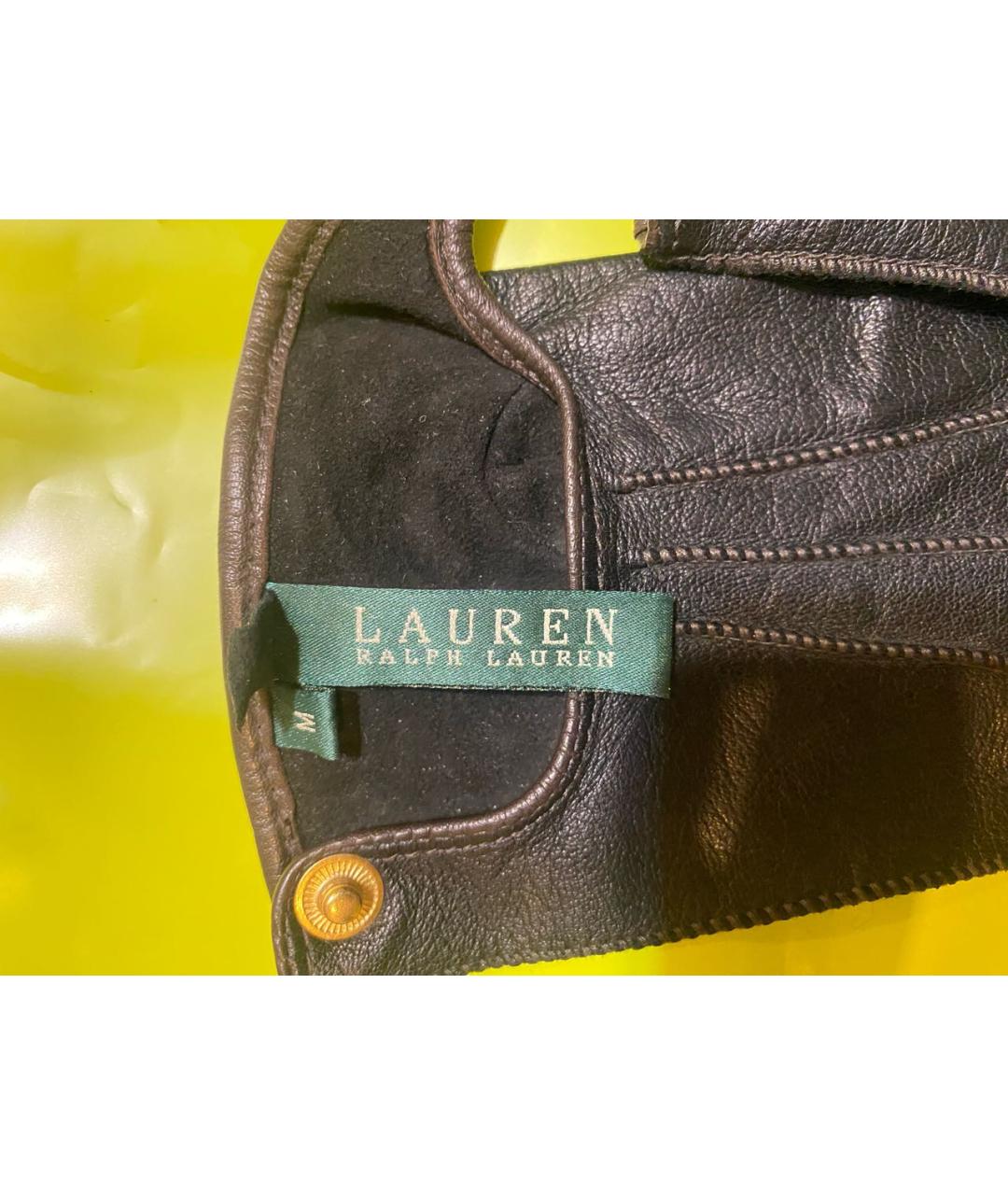 RALPH LAUREN Коричневые кожаные перчатки, фото 4