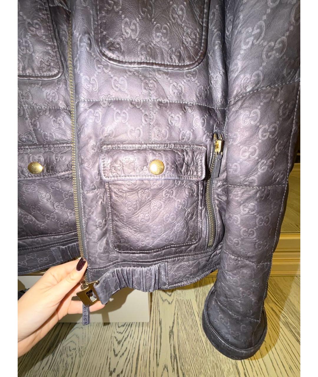 GUCCI Антрацитовая кожаная куртка, фото 6
