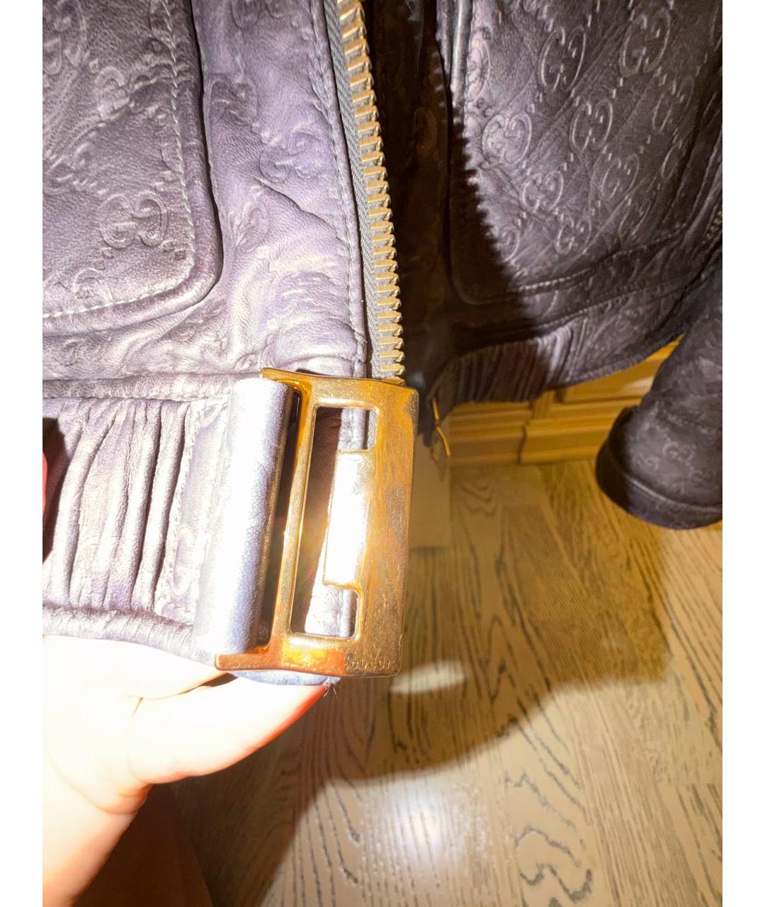 GUCCI Антрацитовая кожаная куртка, фото 7