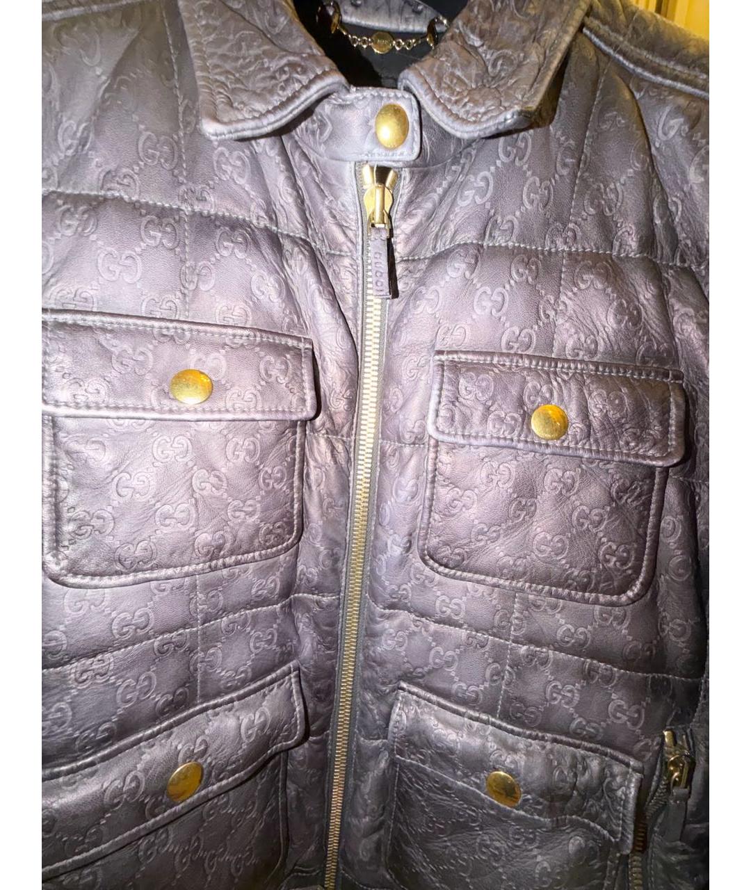 GUCCI Антрацитовая кожаная куртка, фото 4