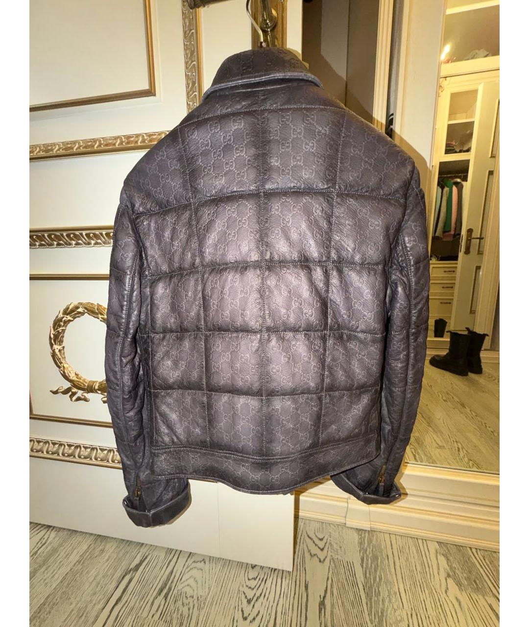 GUCCI Антрацитовая кожаная куртка, фото 2