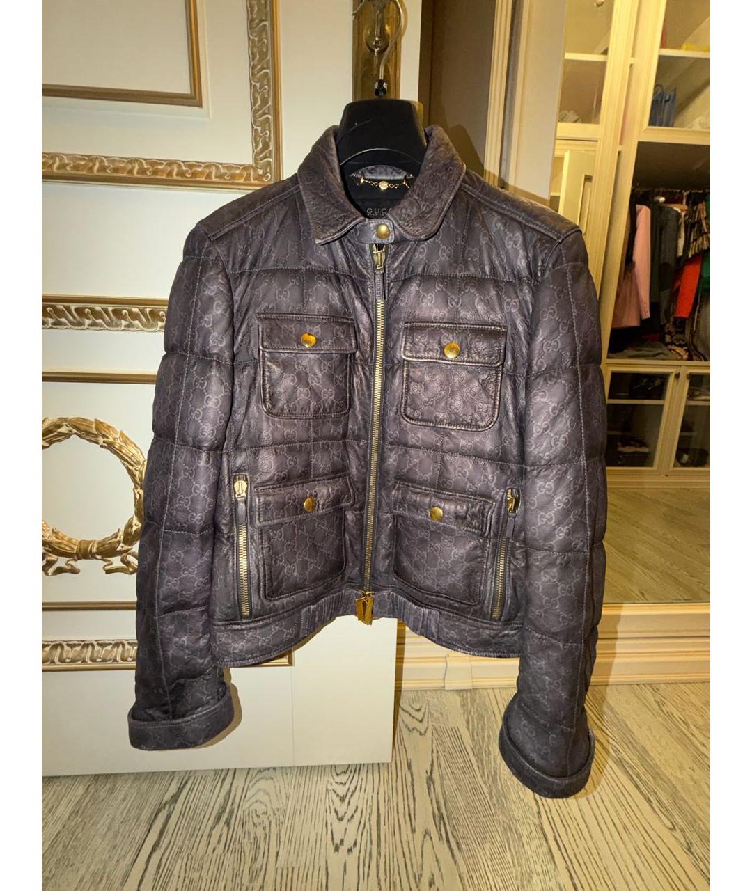 GUCCI Антрацитовая кожаная куртка, фото 9