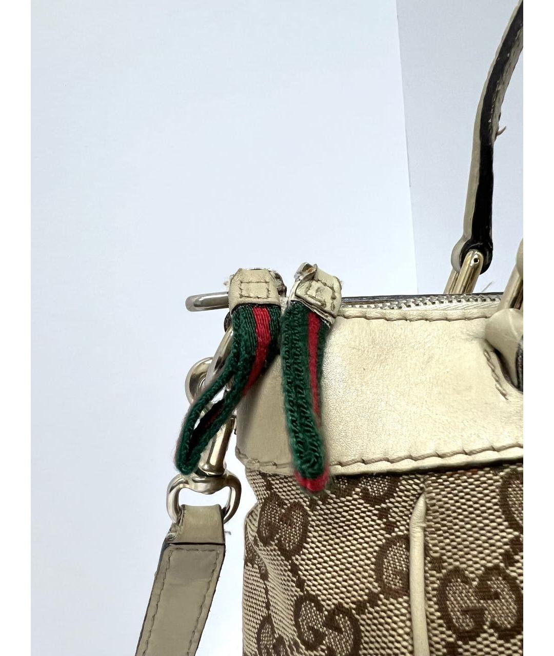 GUCCI Бежевая кожаная сумка с короткими ручками, фото 3