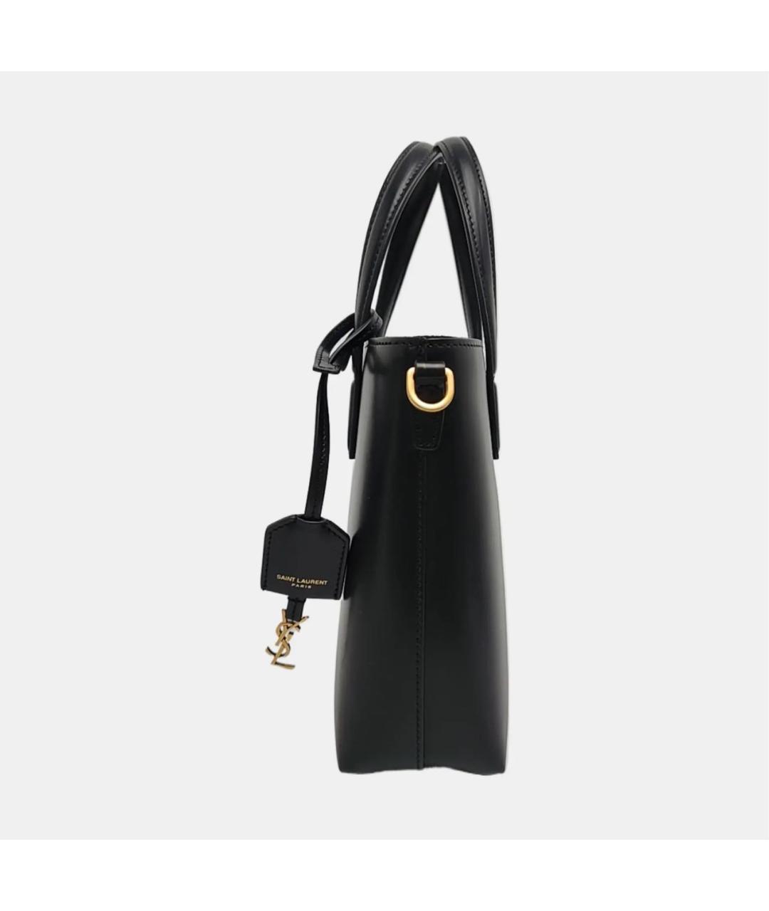 SAINT LAURENT Черная кожаная сумка с короткими ручками, фото 2