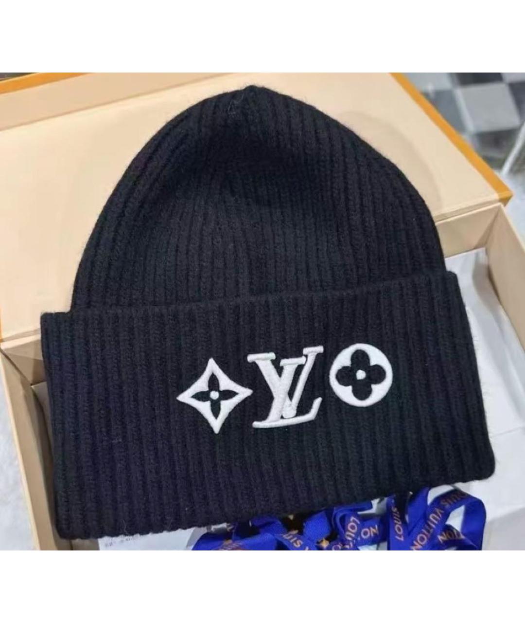 LOUIS VUITTON Черная шерстяная шапка, фото 2