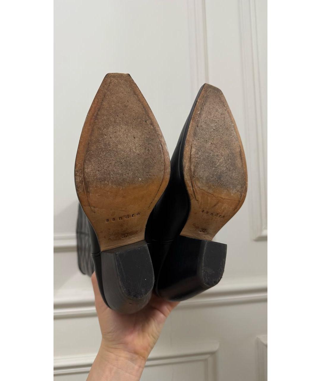 SANDRO Черные кожаные сапоги, фото 5