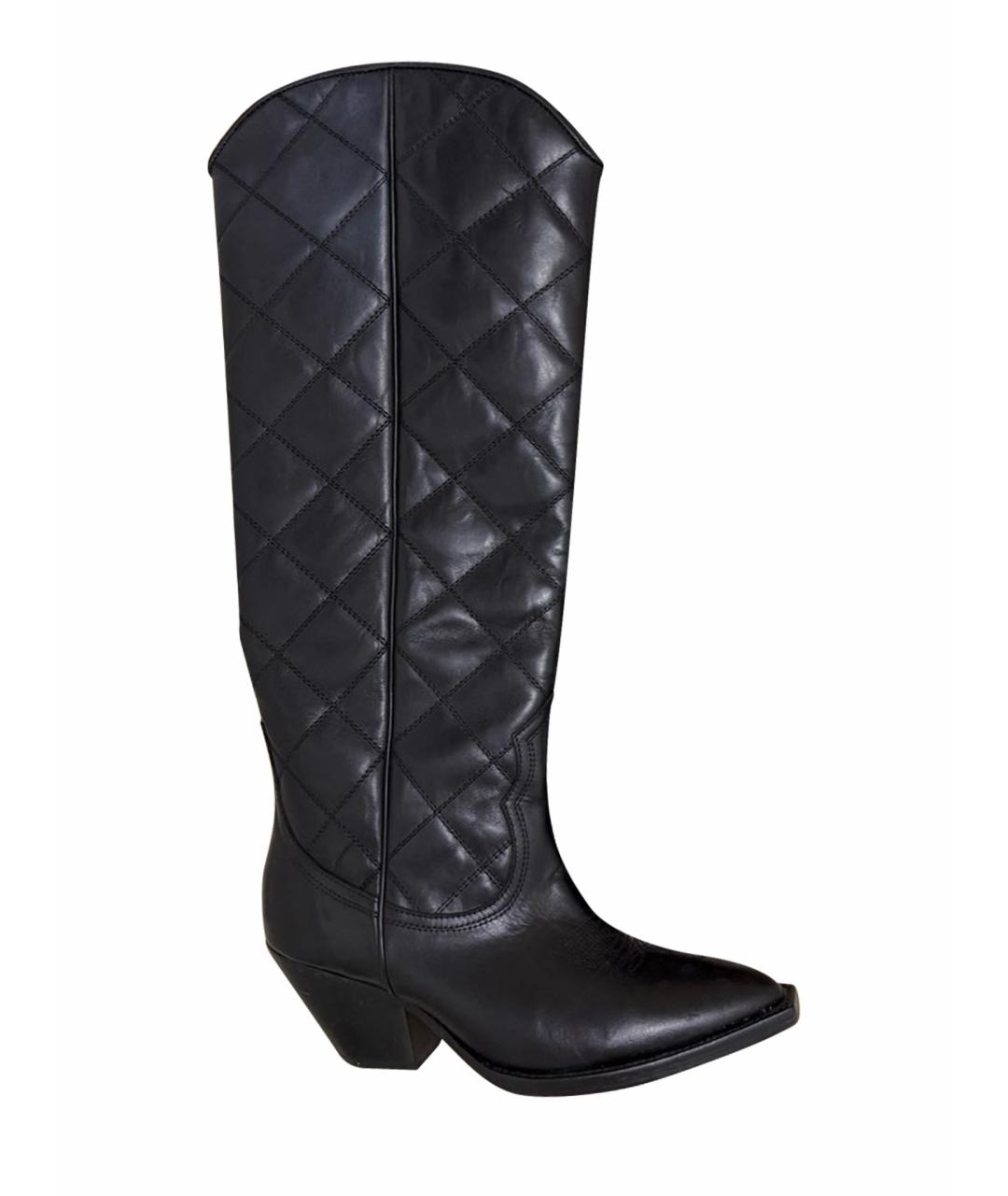 SANDRO Черные кожаные сапоги, фото 1