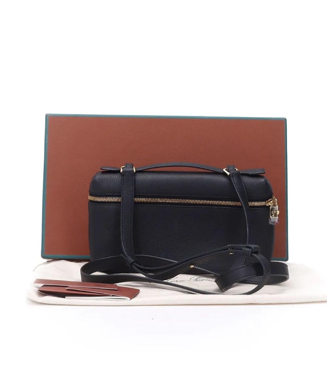 LORO PIANA Темно-синяя кожаная сумка с короткими ручками, фото 2