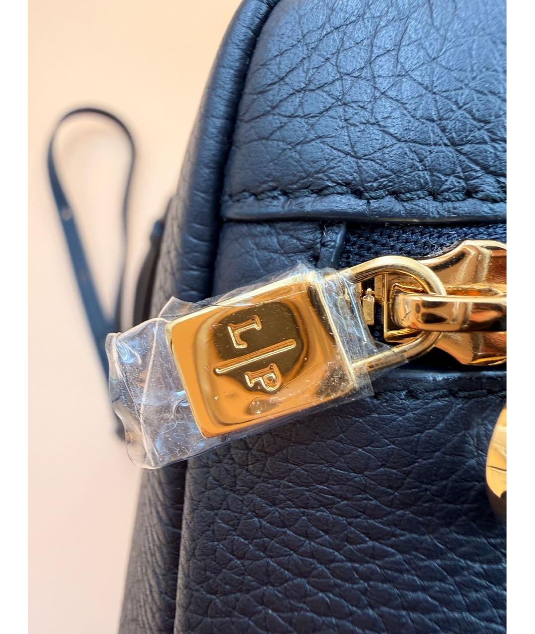 LORO PIANA Темно-синяя кожаная сумка с короткими ручками, фото 8
