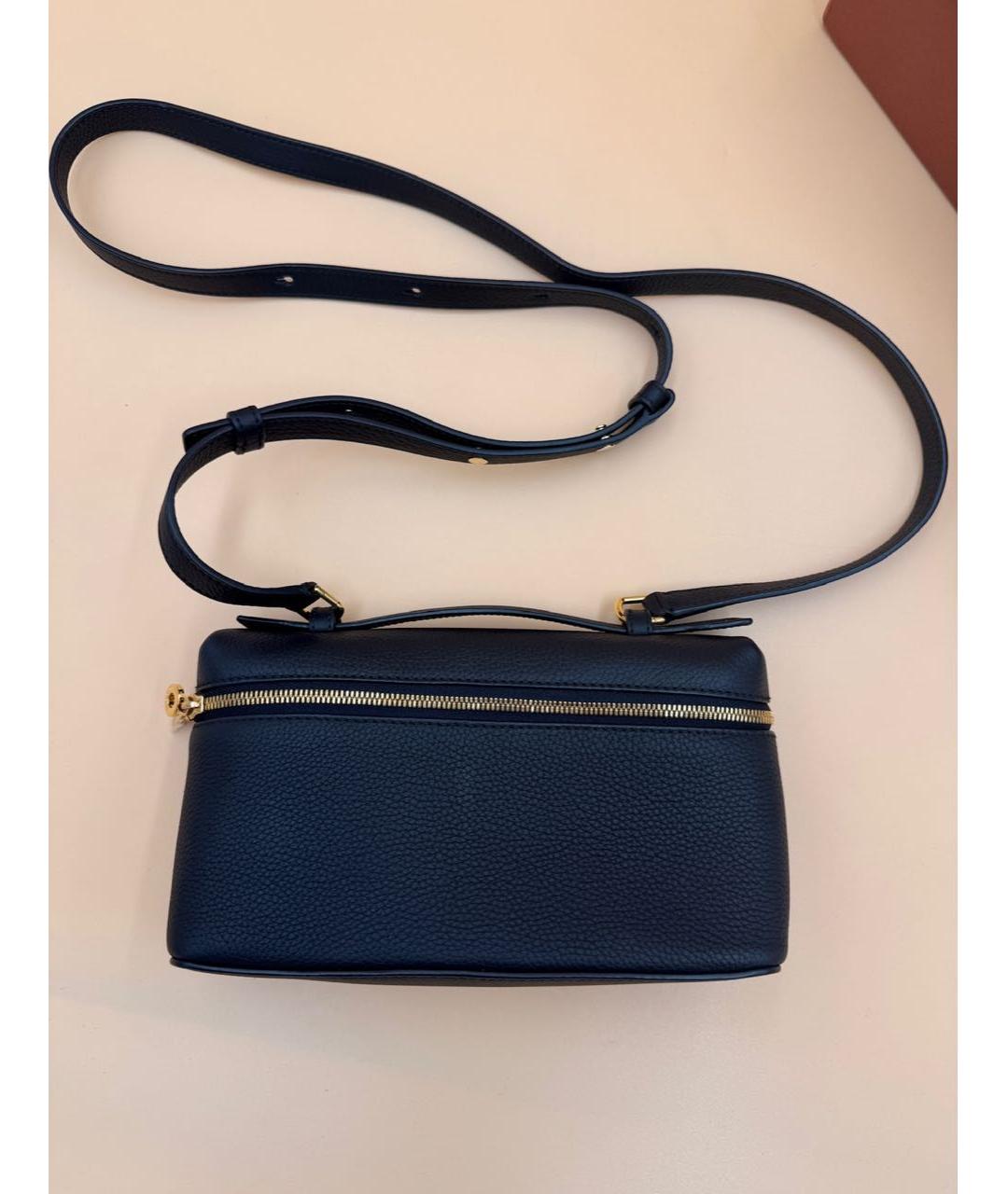 LORO PIANA Темно-синяя кожаная сумка с короткими ручками, фото 6