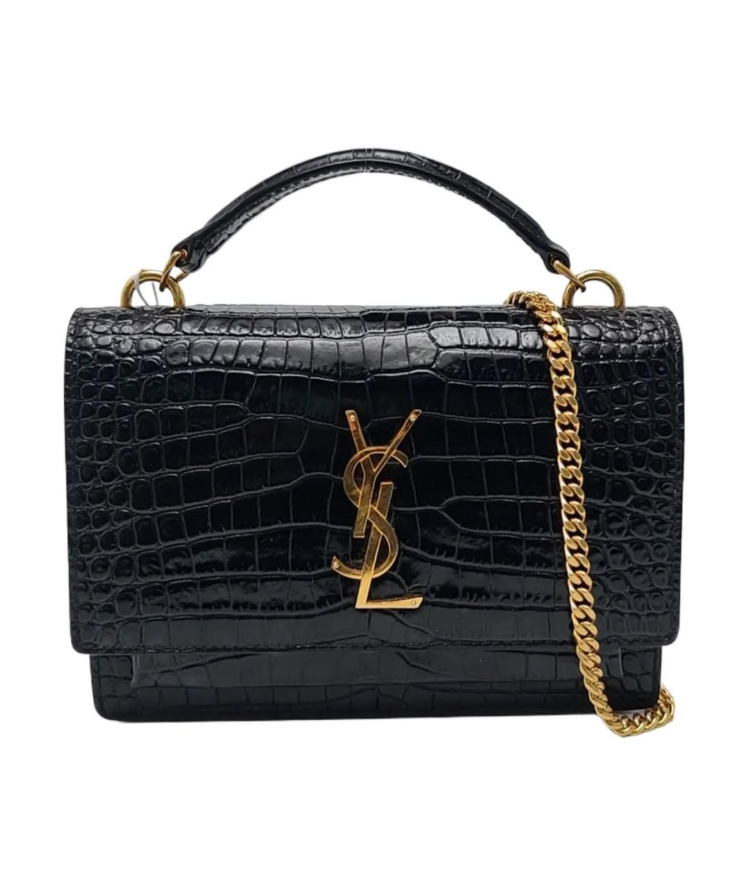 SAINT LAURENT Черная кожаная сумка через плечо, фото 1