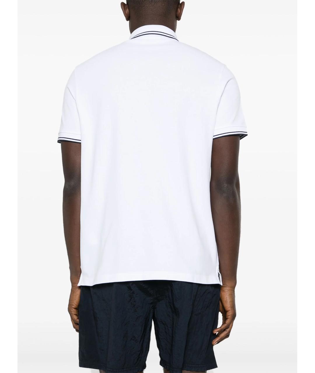 STONE ISLAND Белое хлопковое поло с коротким рукавом, фото 4