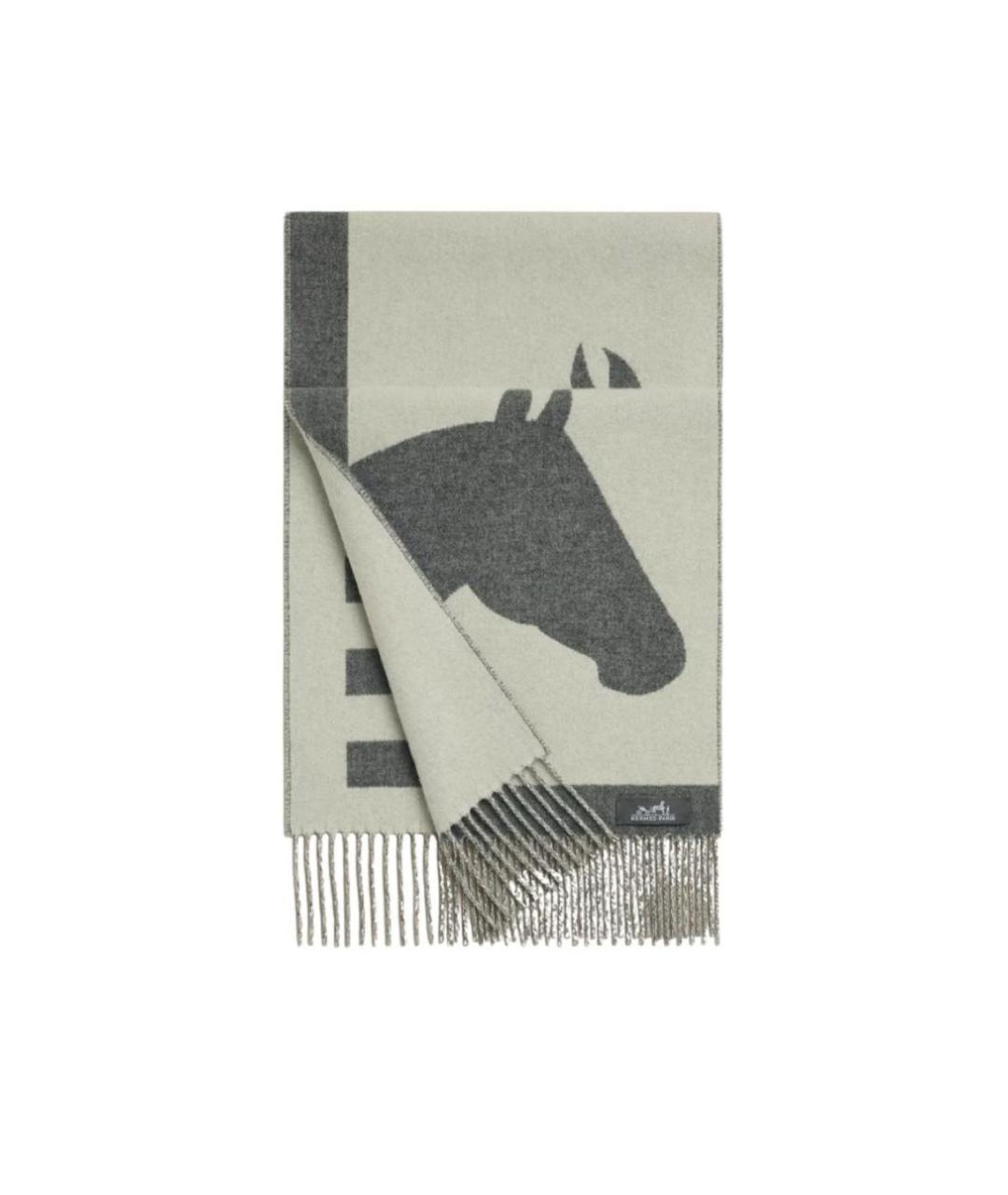 HERMES Серый кашемировый шарф, фото 1