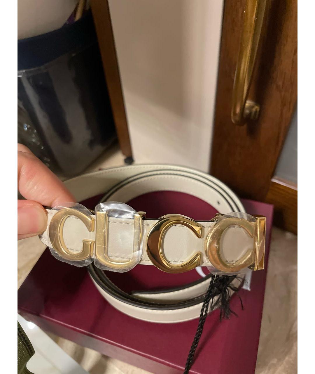 GUCCI Белый кожаный ремень, фото 3