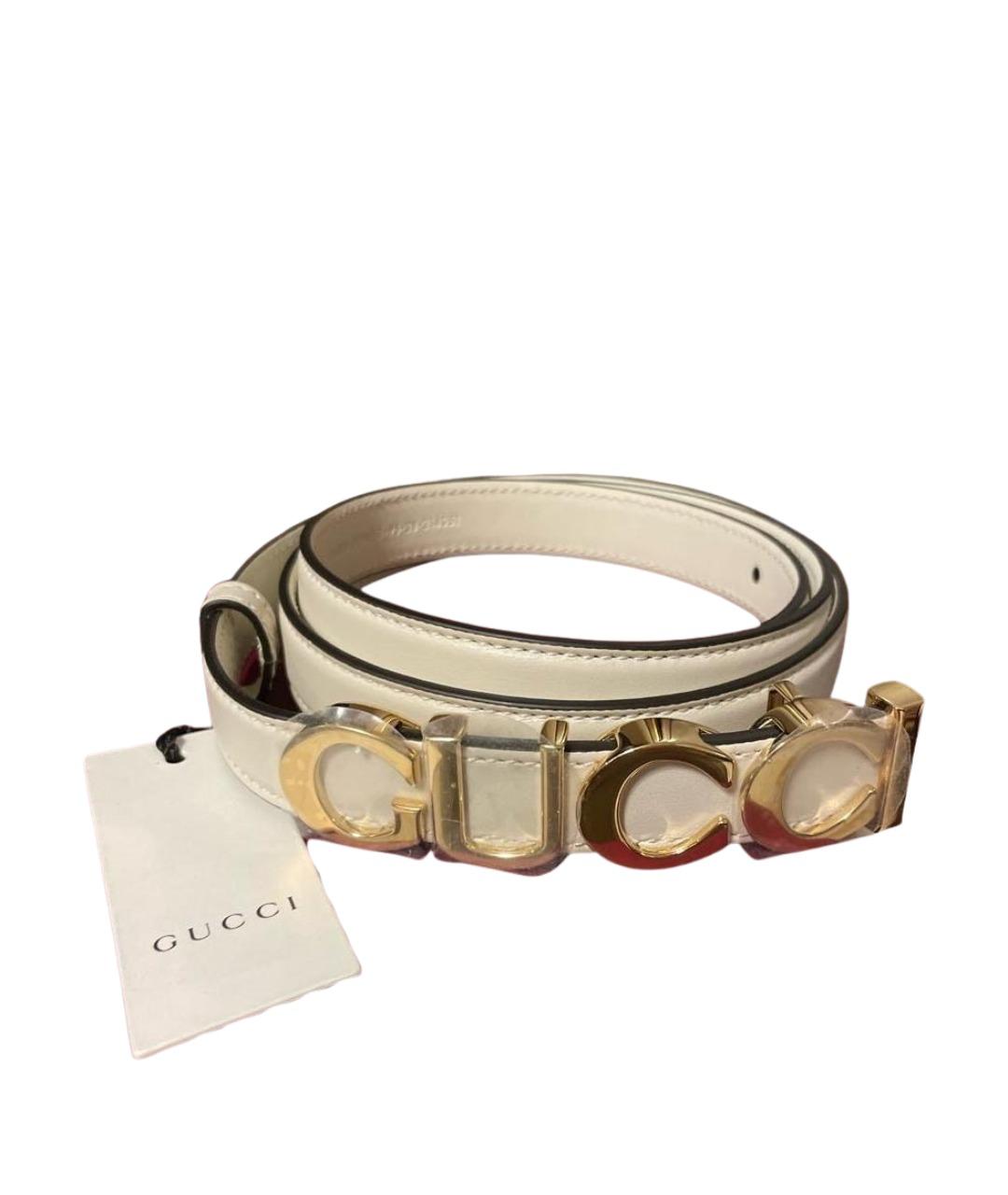 GUCCI Белый кожаный ремень, фото 1