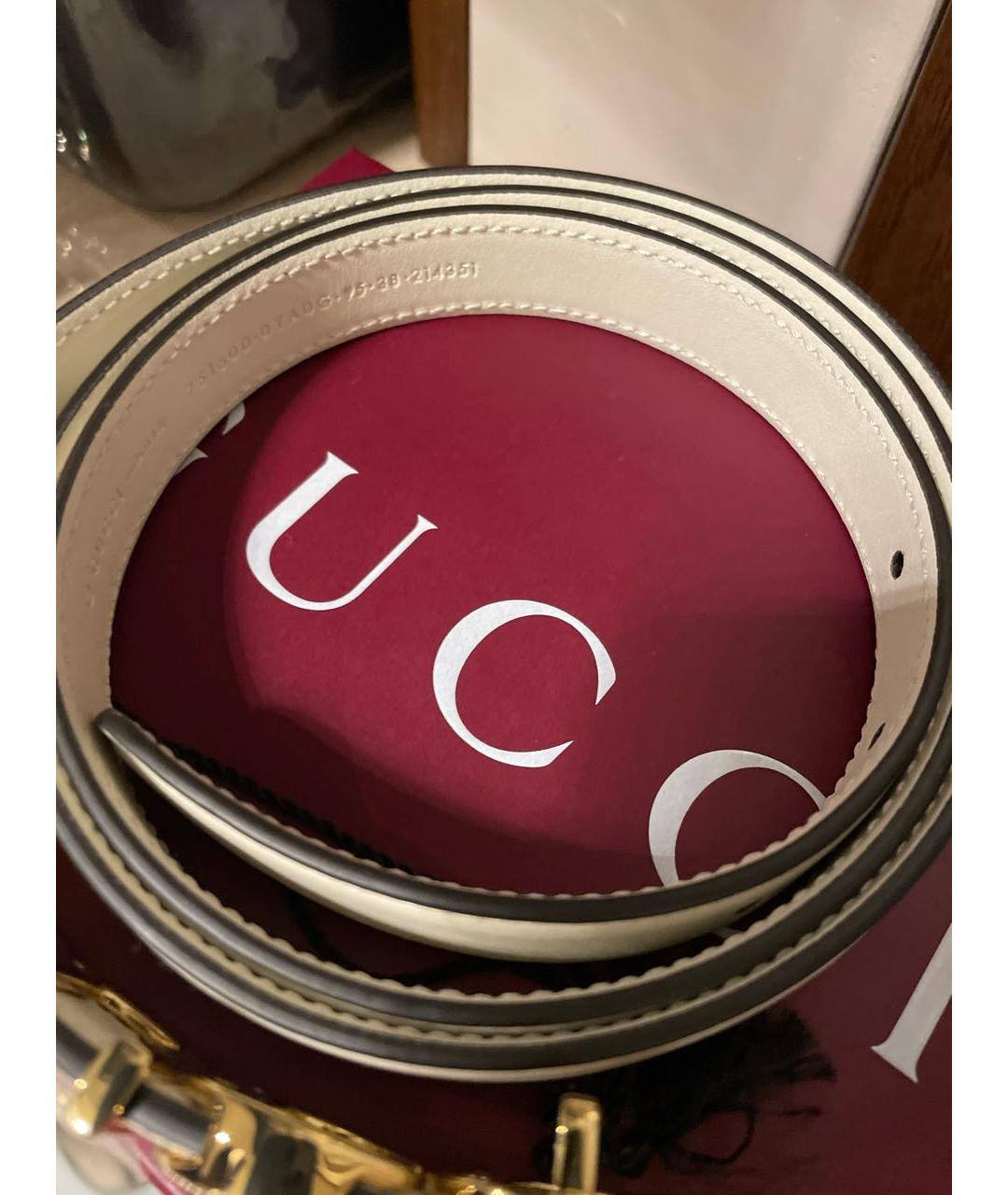 GUCCI Белый кожаный ремень, фото 2