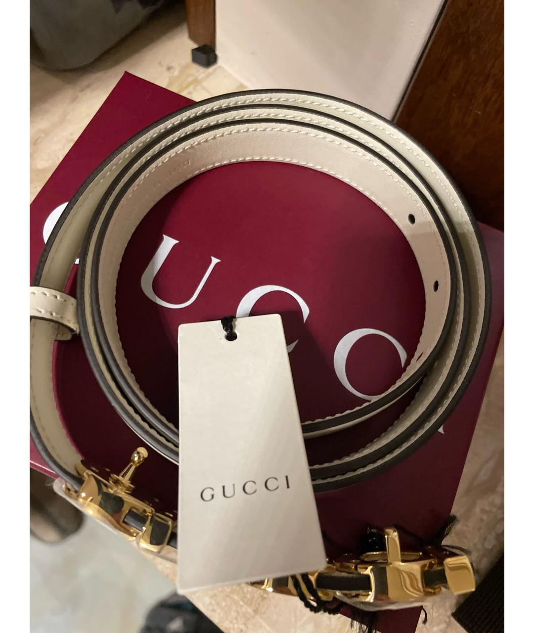 GUCCI Белый кожаный ремень, фото 6
