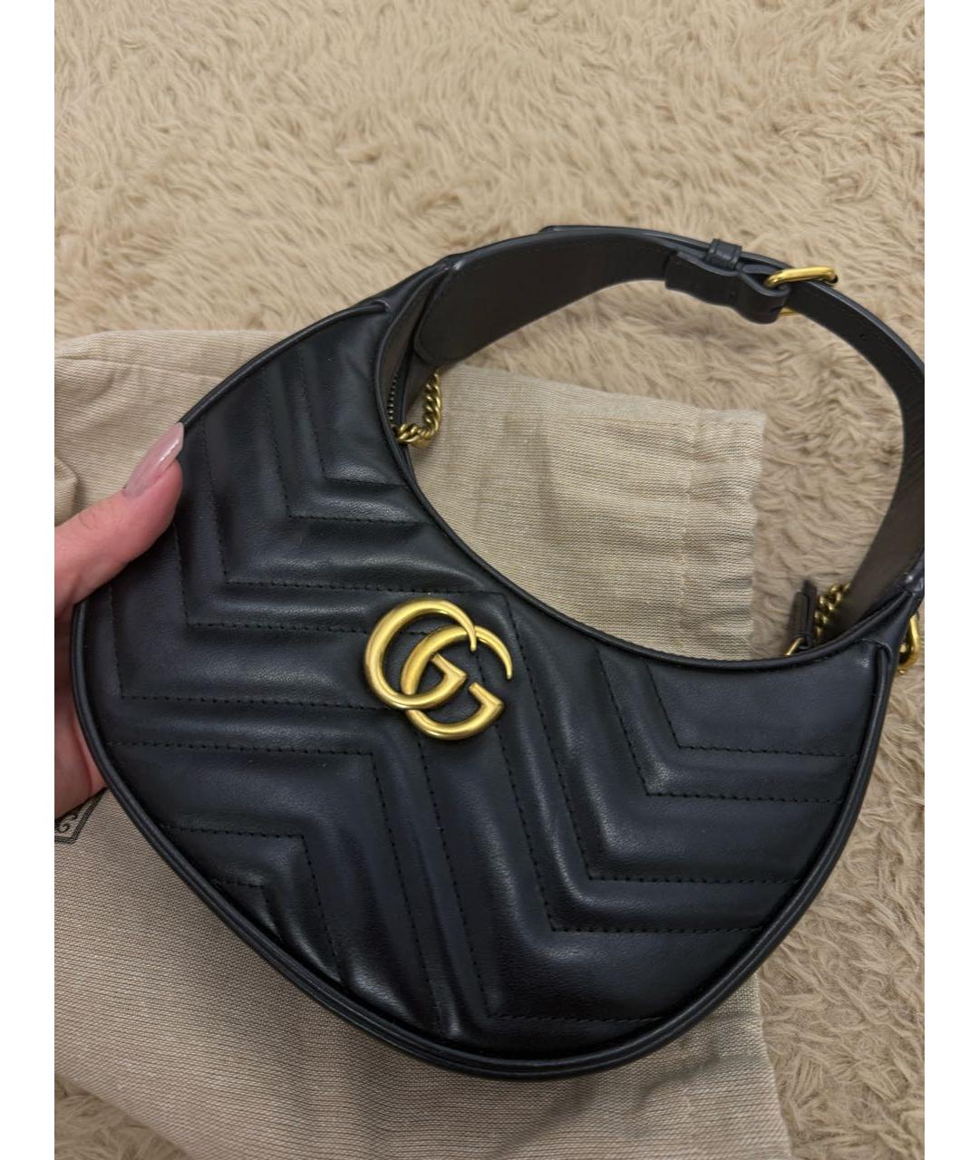 GUCCI Черная кожаная сумка с короткими ручками, фото 3
