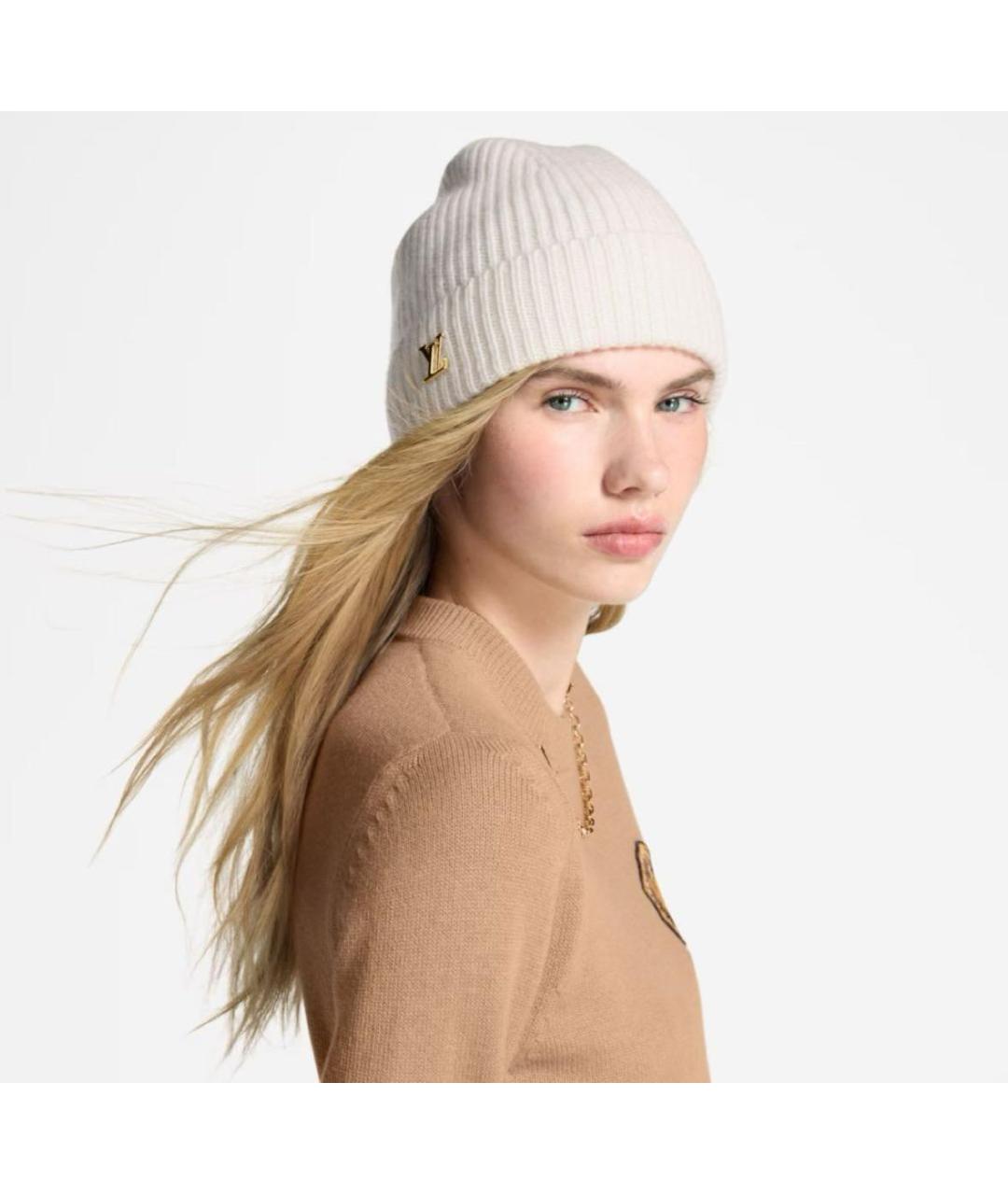 LOUIS VUITTON Белая кашемировая шапка, фото 2