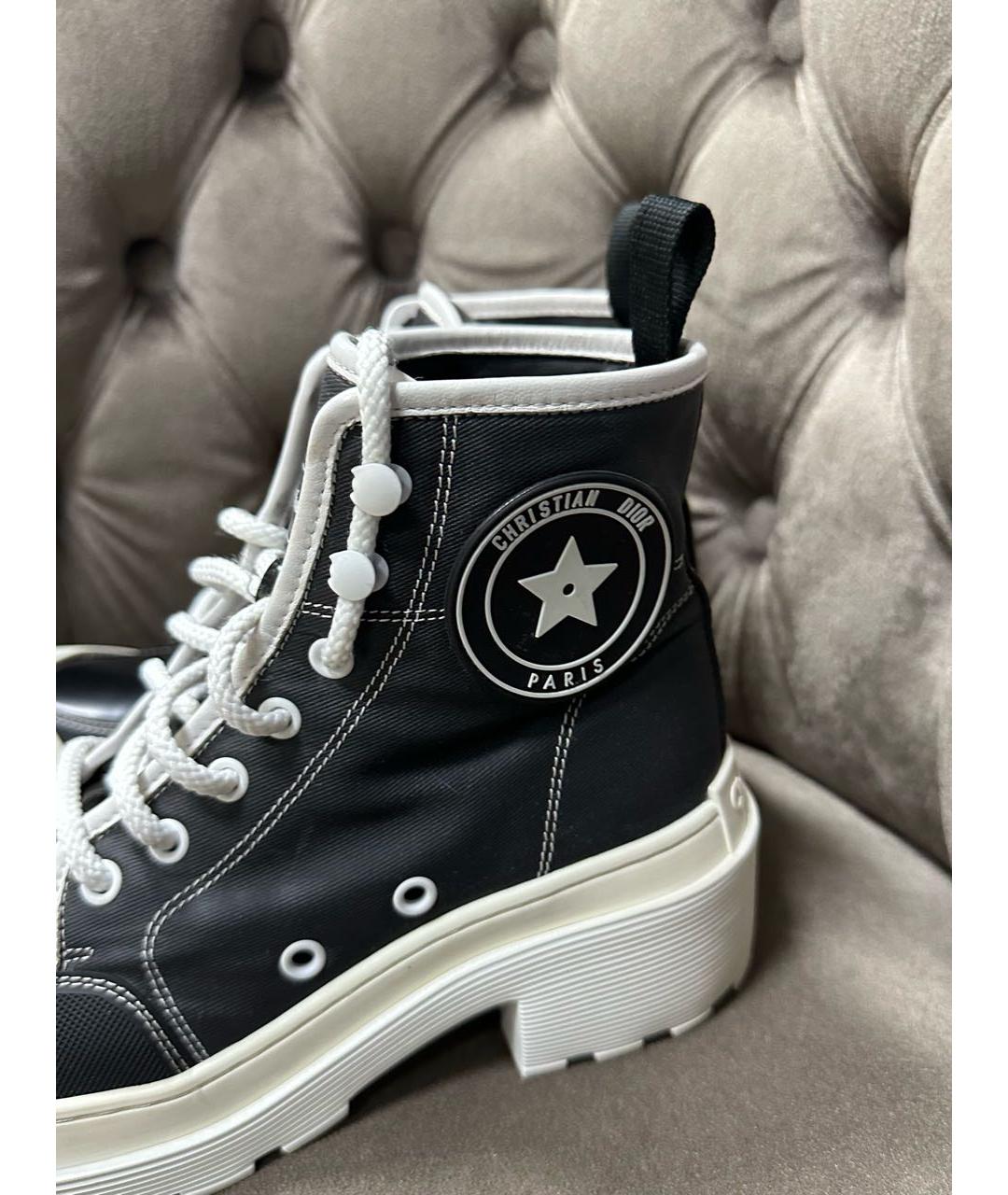 CHRISTIAN DIOR Черные текстильные ботинки, фото 3