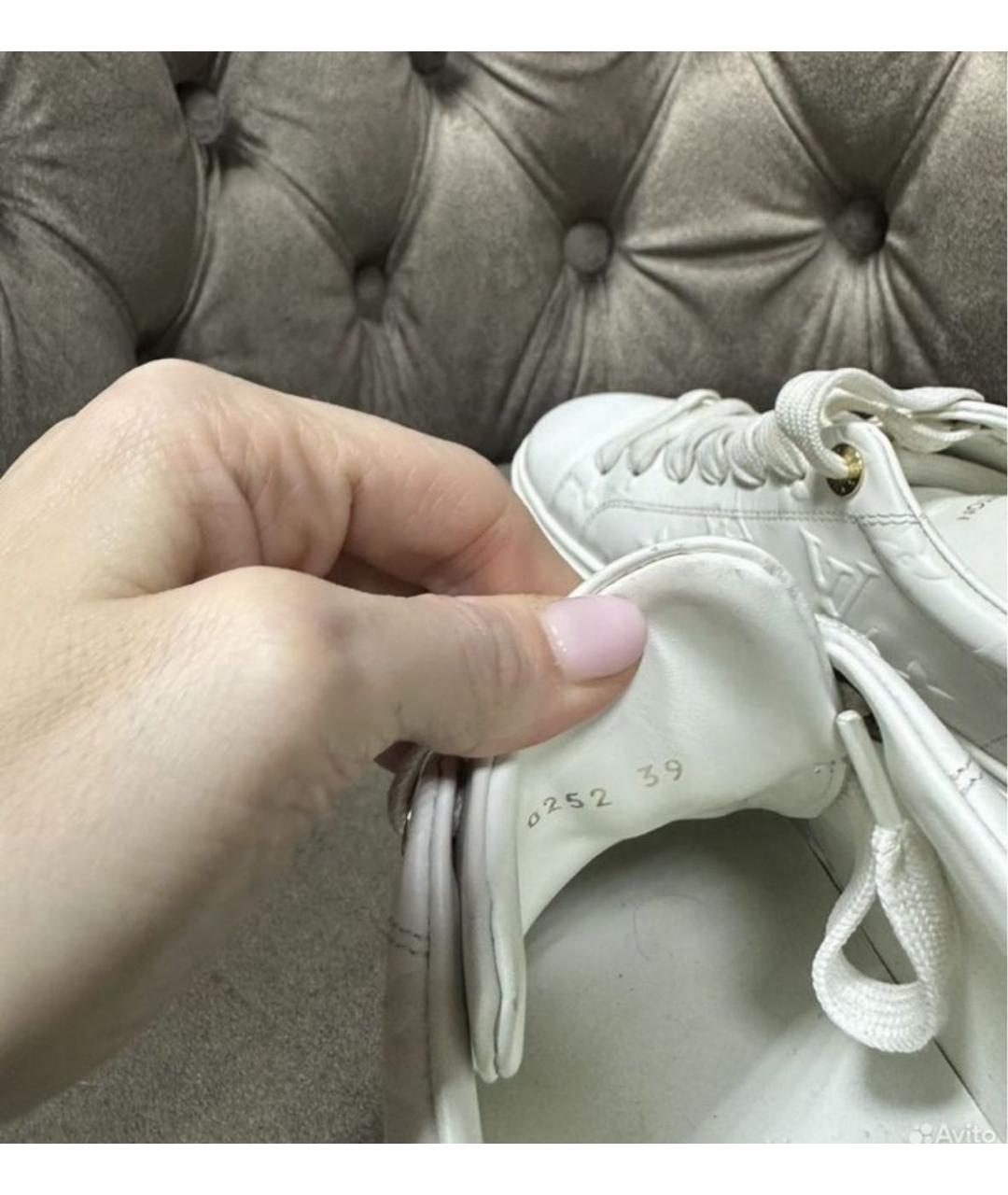 LOUIS VUITTON Белые кожаные кроссовки, фото 4