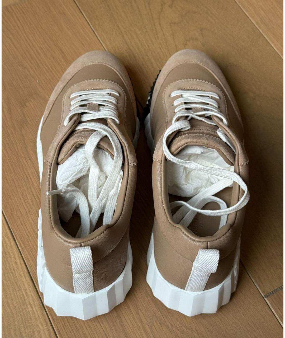 HERMES Бежевые замшевые кроссовки, фото 5