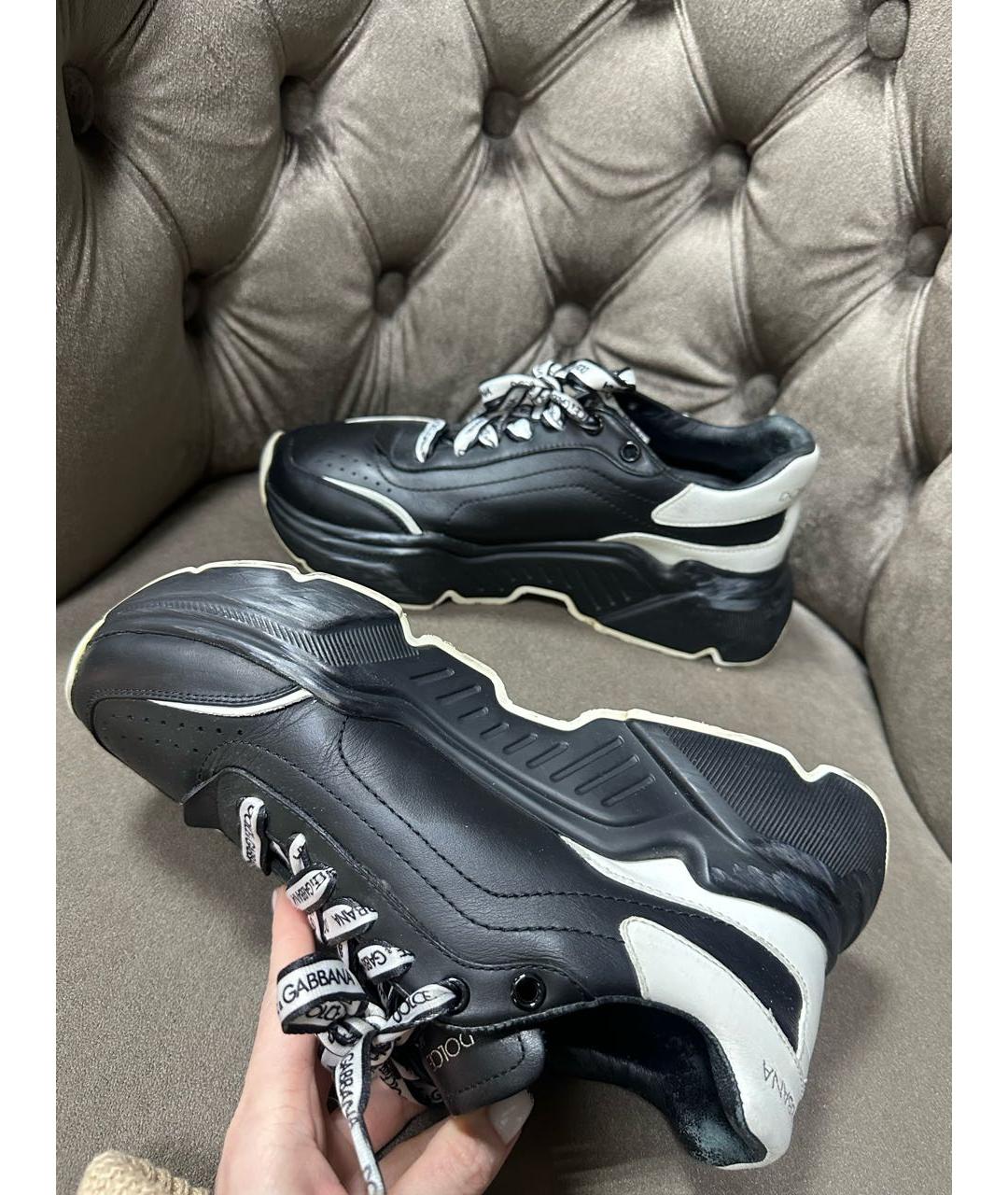 DOLCE&GABBANA Черные кожаные кроссовки, фото 3