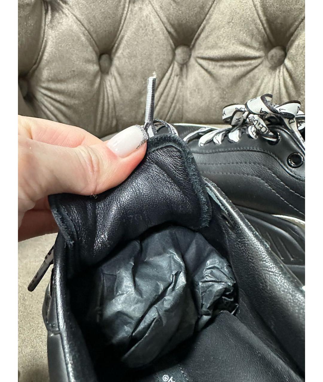 DOLCE&GABBANA Черные кожаные кроссовки, фото 5