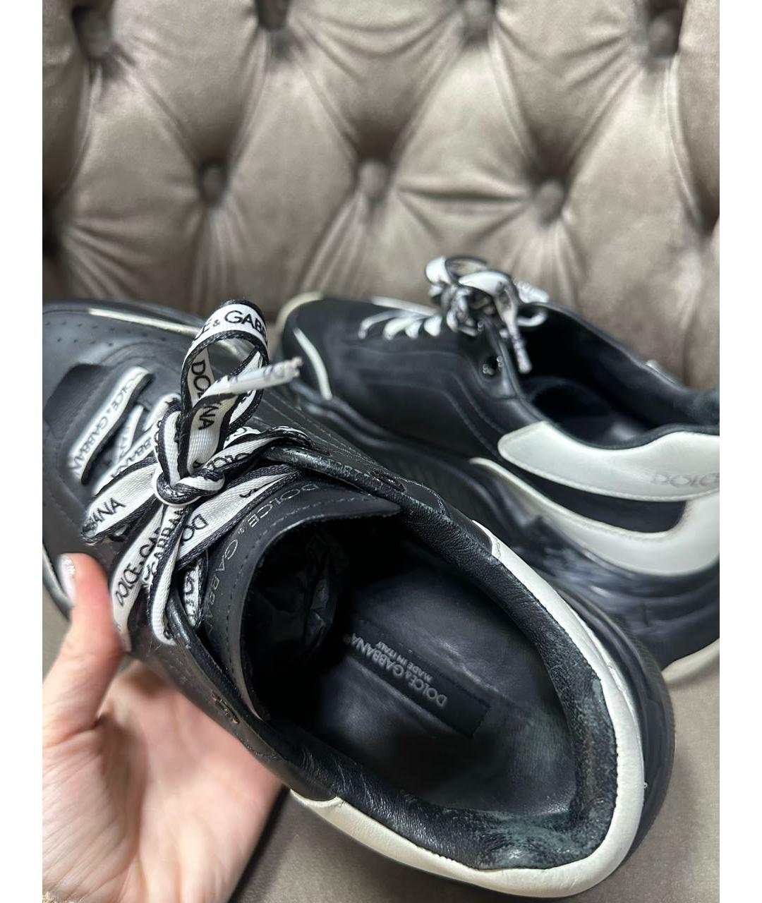 DOLCE&GABBANA Черные кожаные кроссовки, фото 6