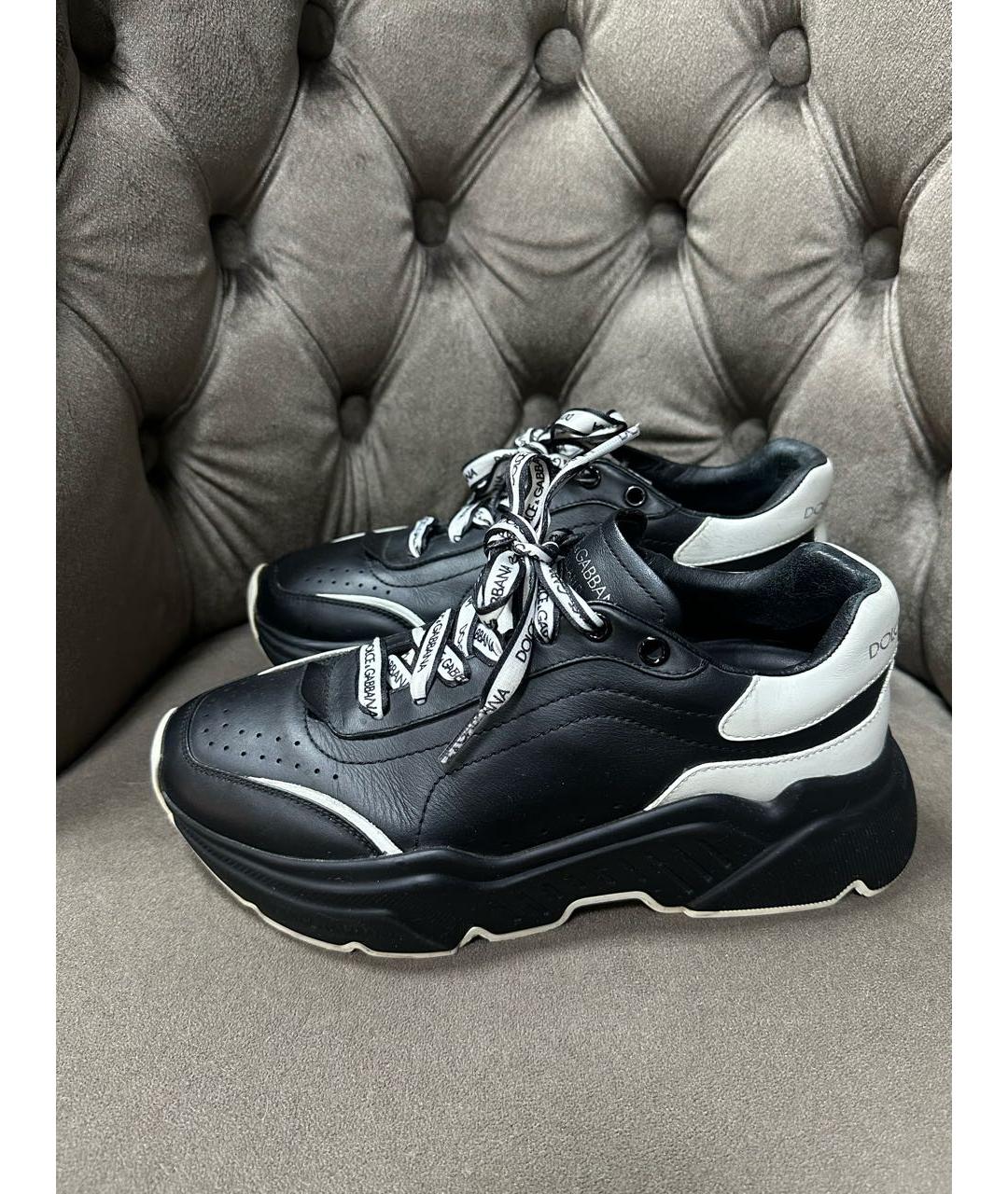 DOLCE&GABBANA Черные кожаные кроссовки, фото 8
