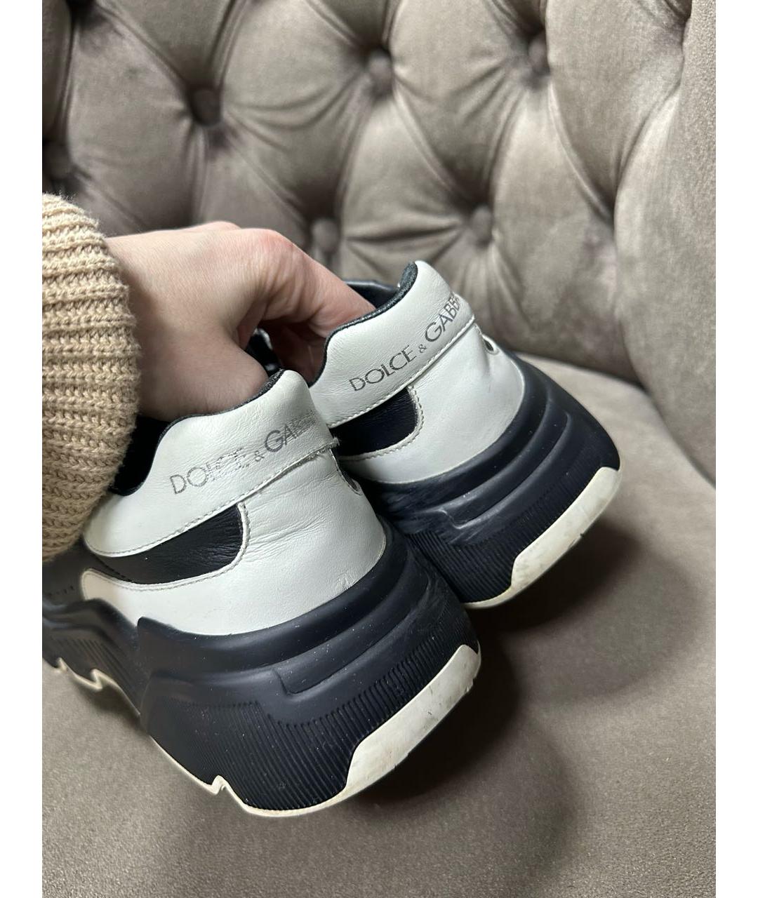DOLCE&GABBANA Черные кожаные кроссовки, фото 4