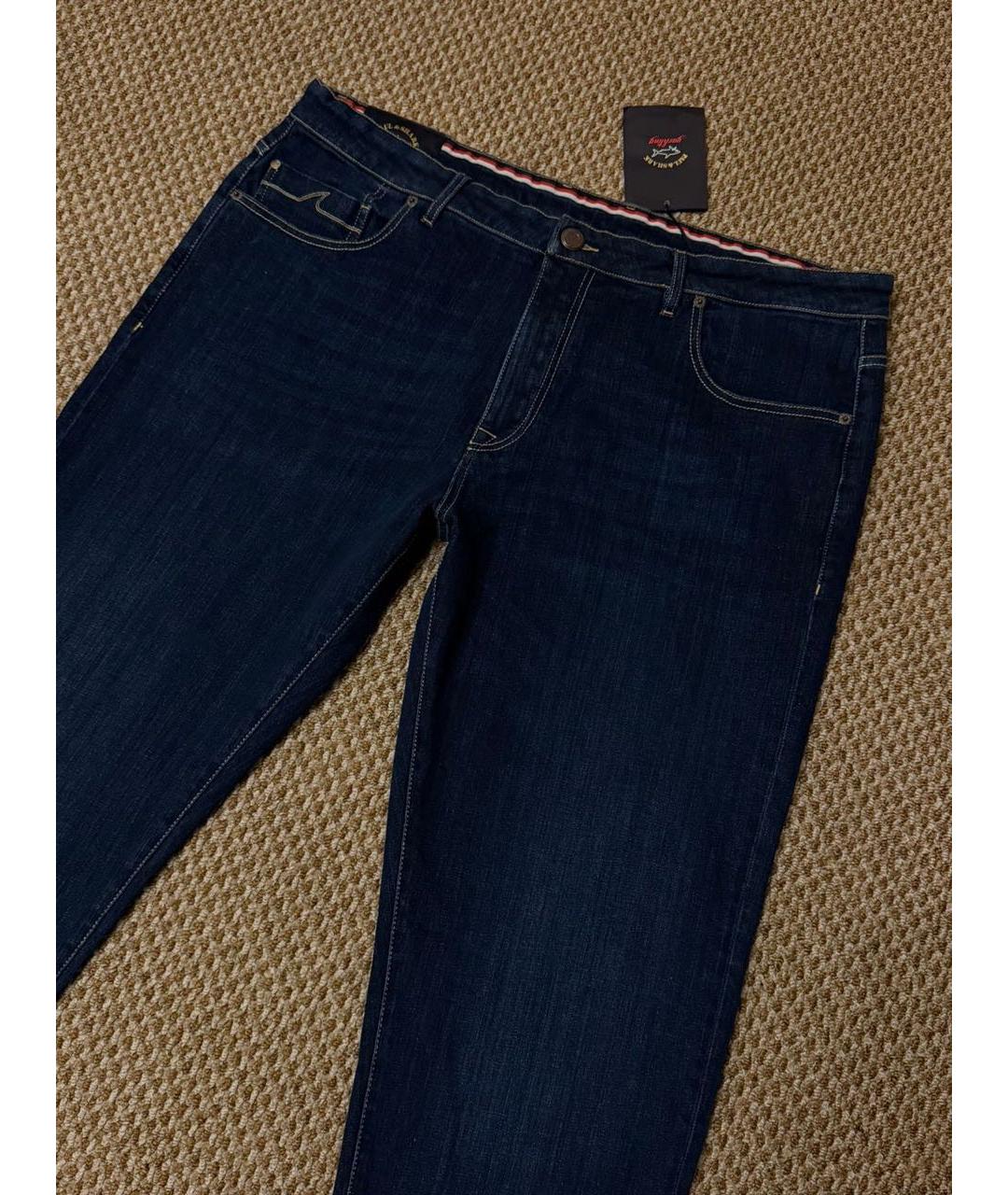 PAUL & SHARK Темно-синие хлопко-эластановые прямые джинсы, фото 3