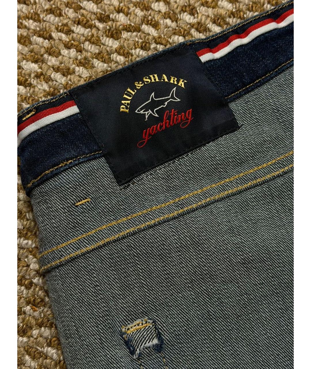 PAUL & SHARK Темно-синие хлопко-эластановые прямые джинсы, фото 7