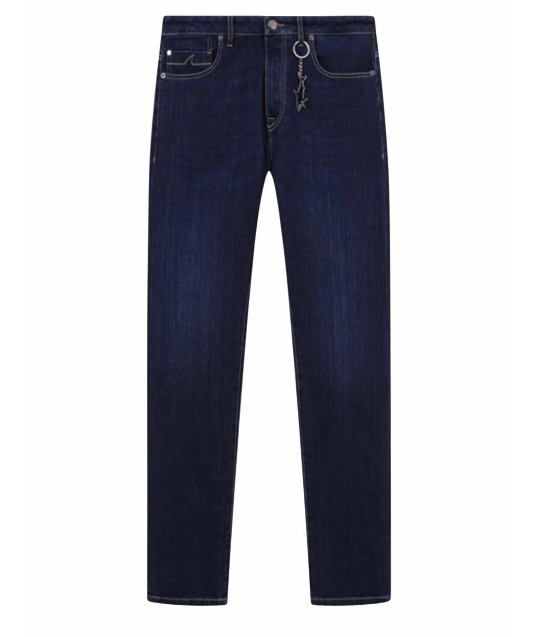 PAUL & SHARK Темно-синие хлопко-эластановые прямые джинсы, фото 1