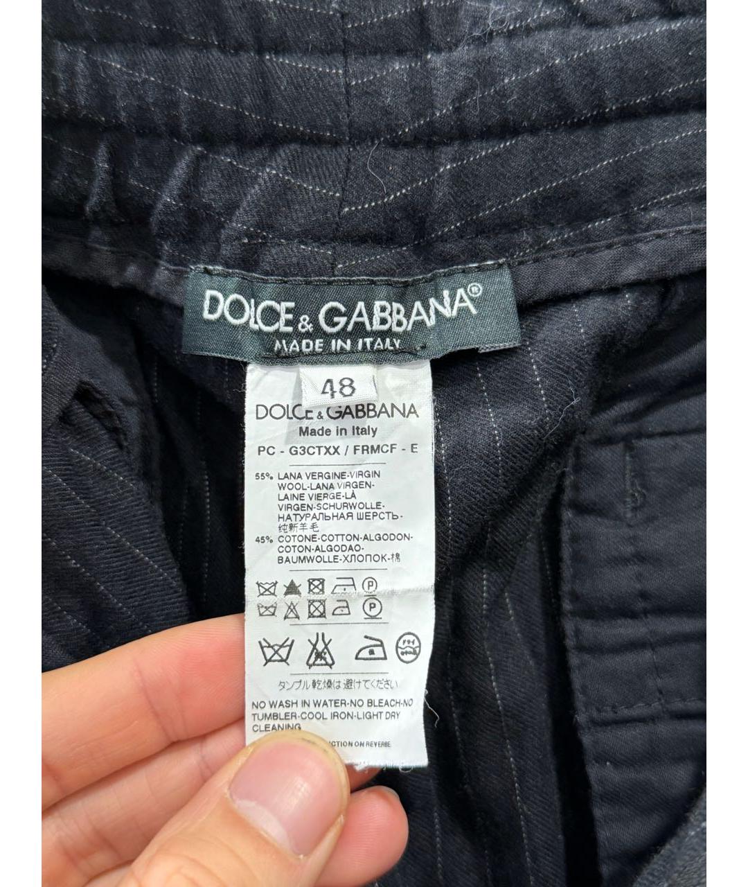 DOLCE&GABBANA Черные шерстяные повседневные брюки, фото 4