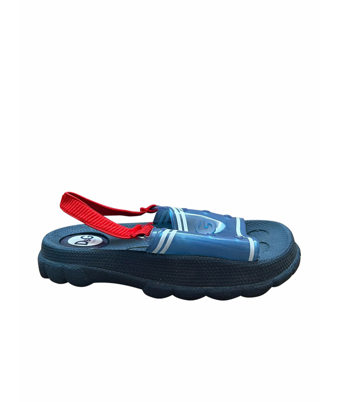 DOLCE & GABBANA KIDS Темно-синие резиновые сандалии и шлепанцы, фото 1