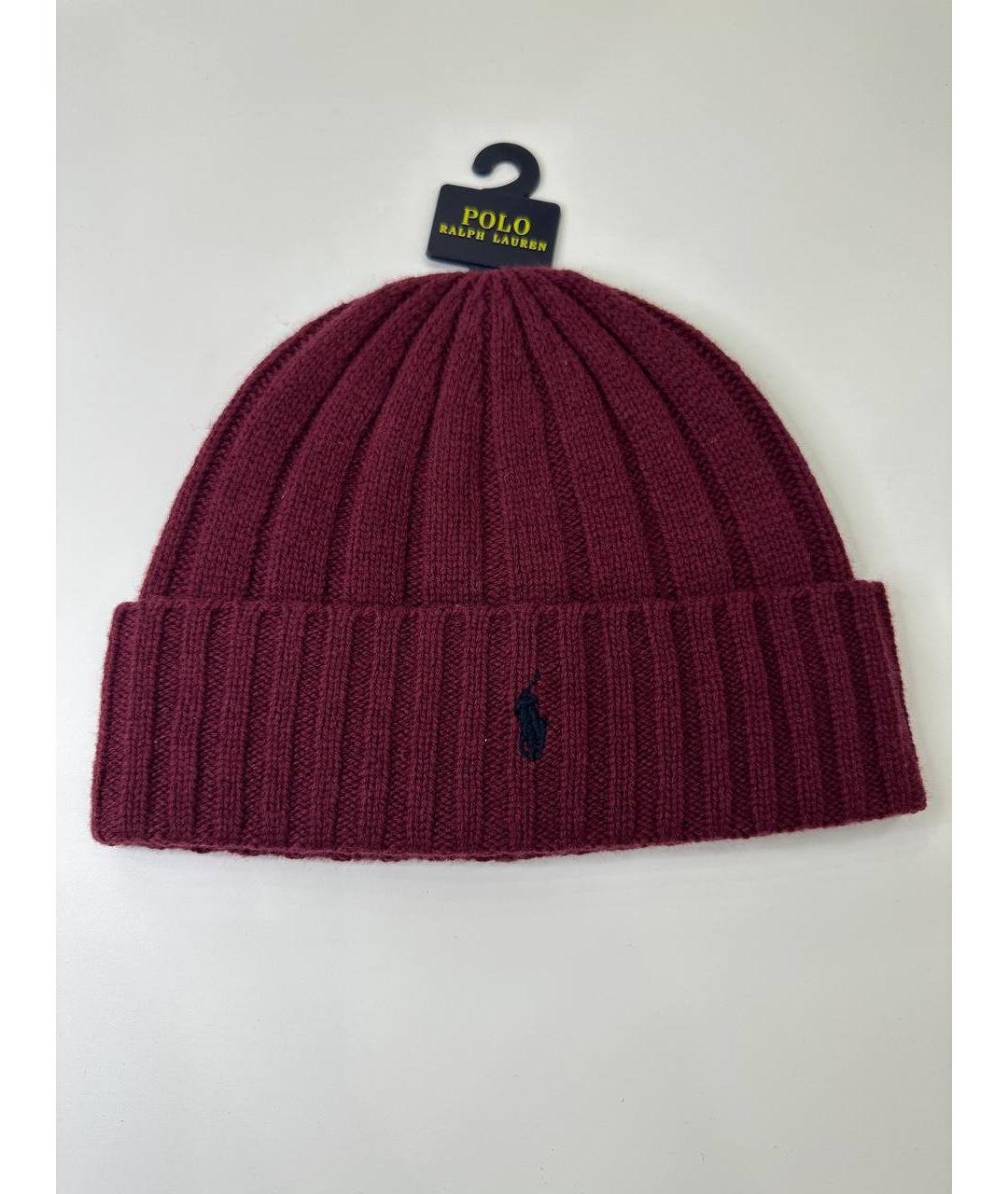 POLO RALPH LAUREN Бордовая шерстяная шапка, фото 7