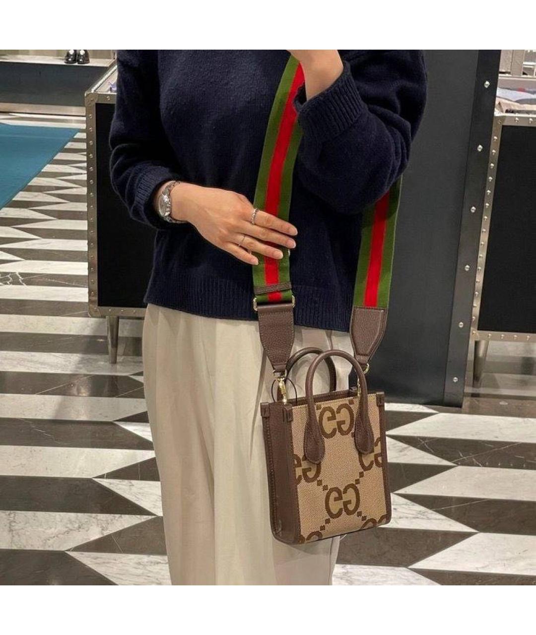 GUCCI Коричневая тканевая сумка через плечо, фото 5