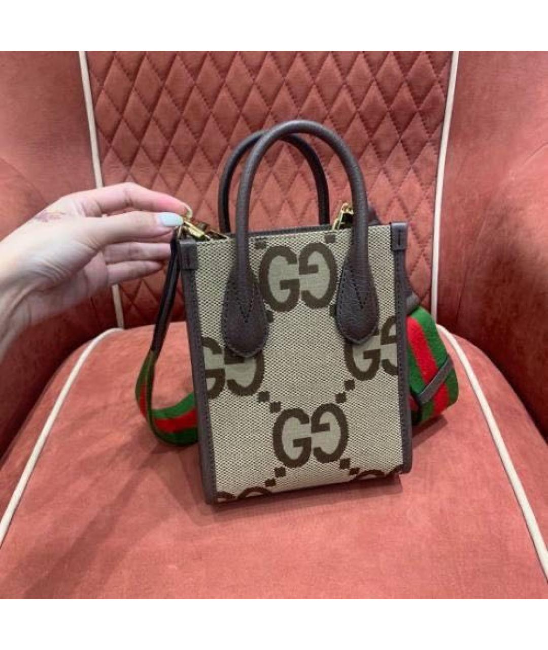 GUCCI Коричневая тканевая сумка через плечо, фото 4