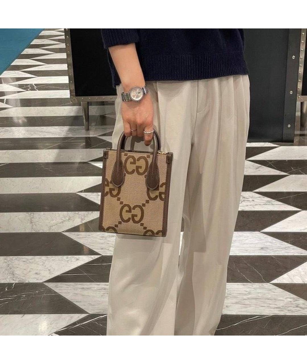 GUCCI Коричневая тканевая сумка через плечо, фото 6