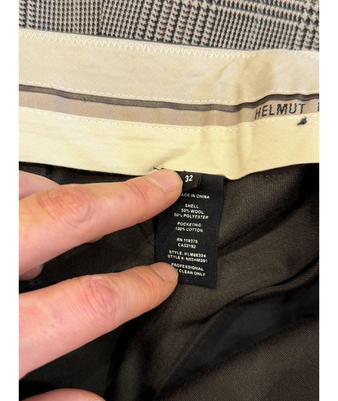 HELMUT LANG Хаки шерстяные повседневные брюки, фото 5