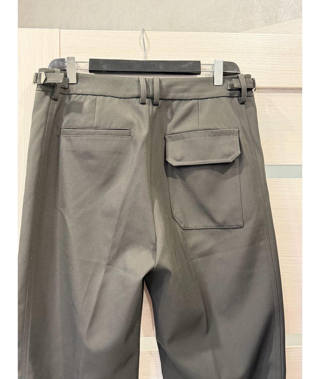 HELMUT LANG Хаки шерстяные повседневные брюки, фото 4